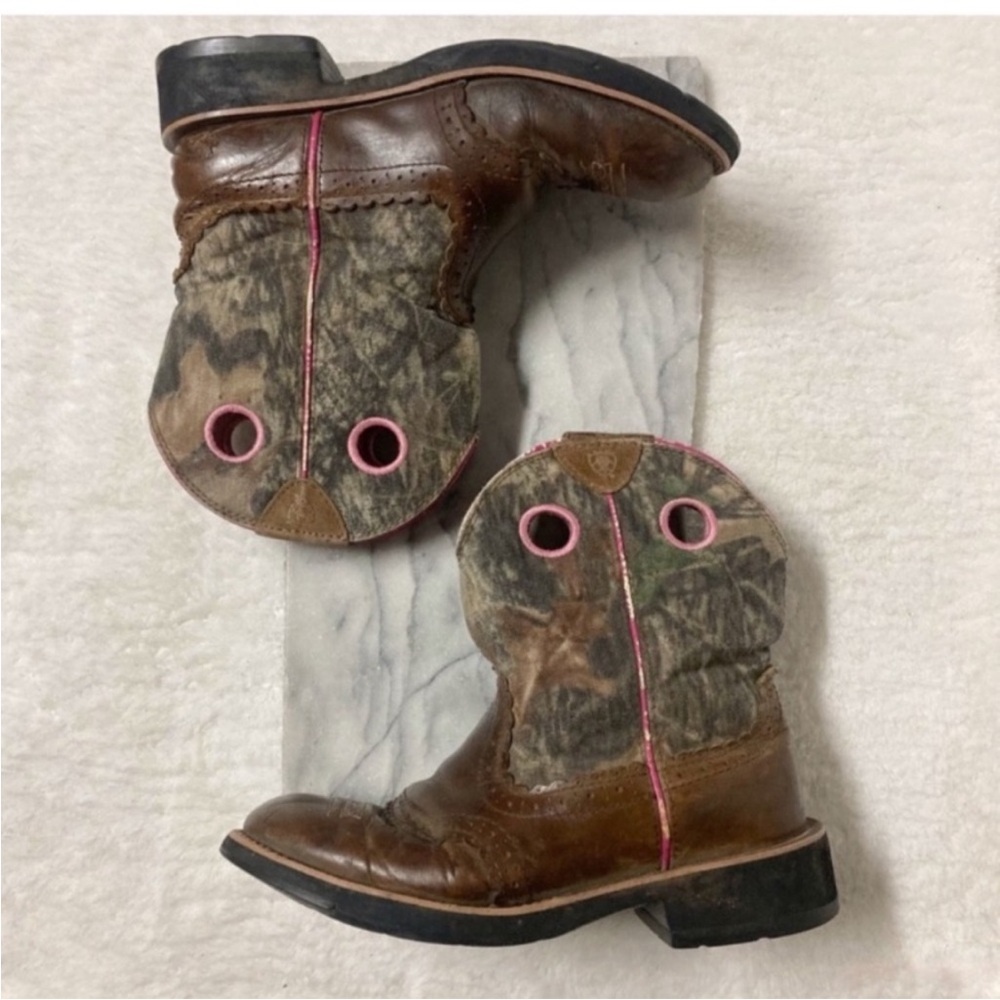 Ariat Fatbaby Cowboy Cowgirl Boots Calf Height Brown Pink Western Size 7.5 - Picture 10 of 12